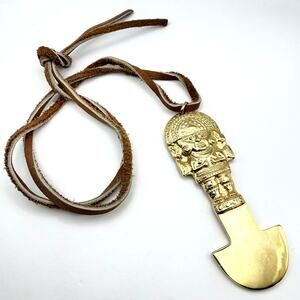 Vtg 1986 Peru Gold Plated Letter Opener Souvenir Collectible Pendant Necklace